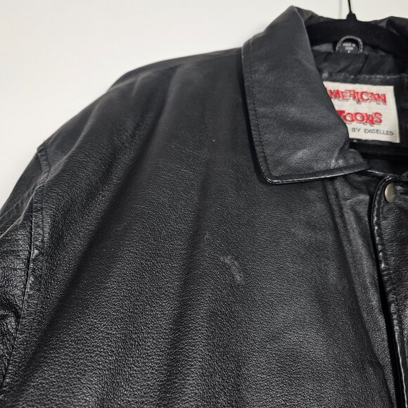 Vintage Y2K American Toons Betty Boop Mens Small Black Leather Bomber Jacket - Picture 4 of 14